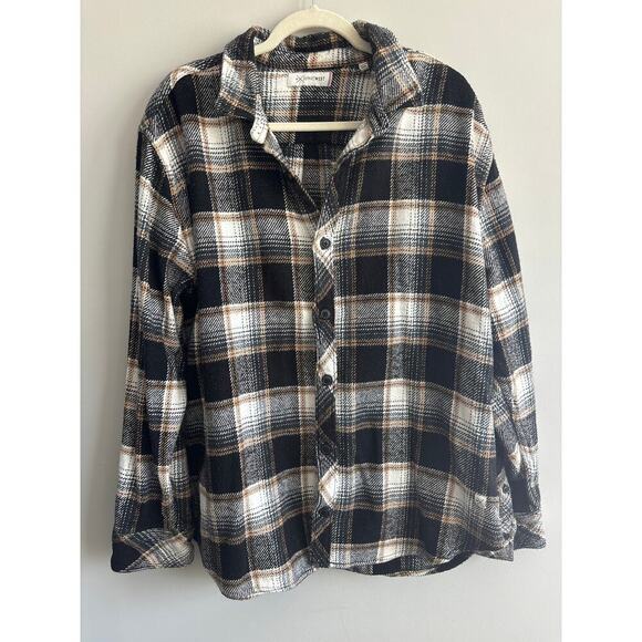 Departwest Plaid Shacket Black Tan Size XXL - Picture 1 of 6